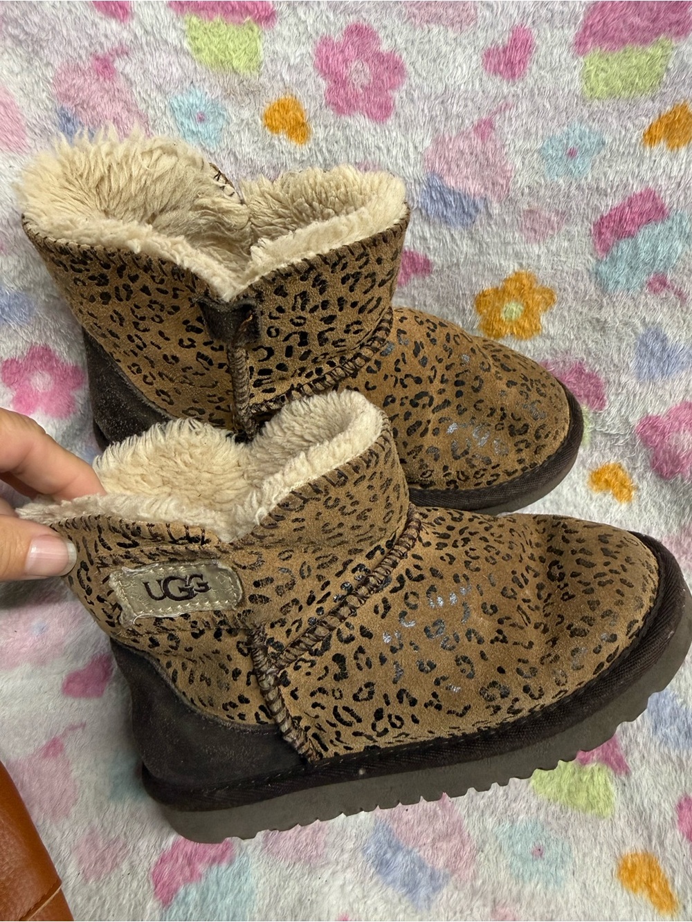 UGG Leopard Print Shearling Lined Ankle Boots - Brown